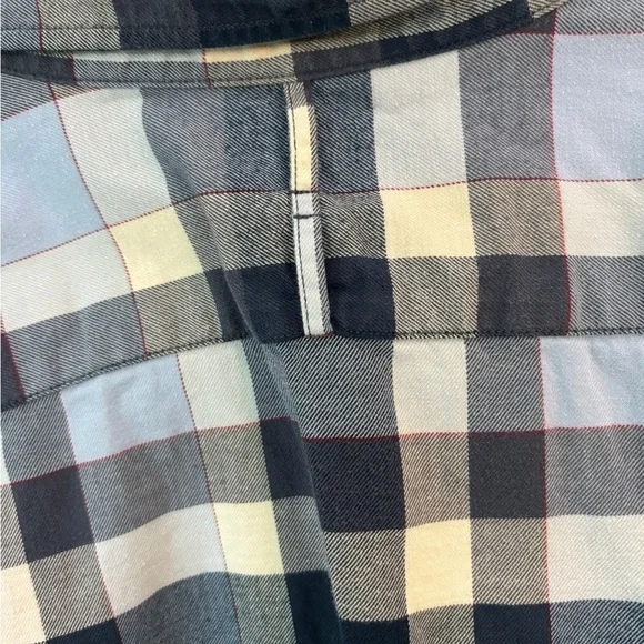 Banana Republic Luxe Flannel Grant Fit Navy/Blue/White w/ Red Stripe Men's XL - Picture 4 of 10